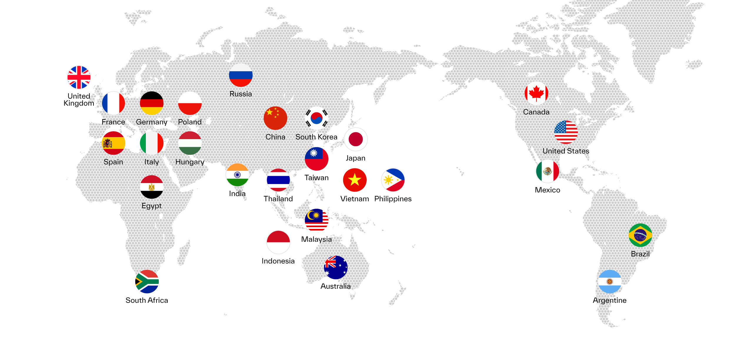 納入実績を示す世界地図